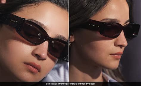 Alia Bhatt In Chunky Dark Wraparound Sunglasses Is .